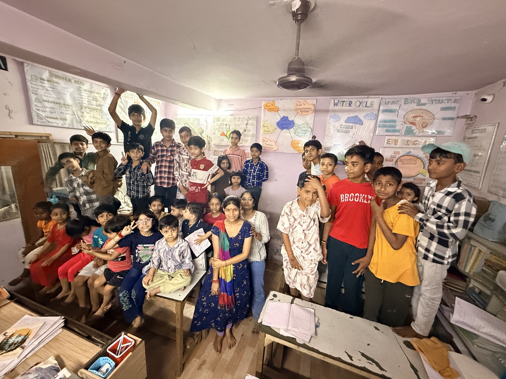 SCC Classes students and teachers celebrating together at the Tughlakabad Extension centre